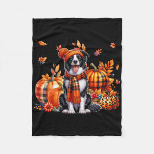 Border Collie Thanksgiving Leopard Pumpkins Herfst Fleece Deken