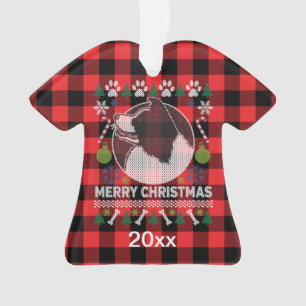 Border Collie Ugly KerstSweater Red Pset Ornament