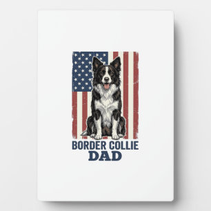 Border Collie Vader Patriottische Vintage Hond Shi Fotoplaat
