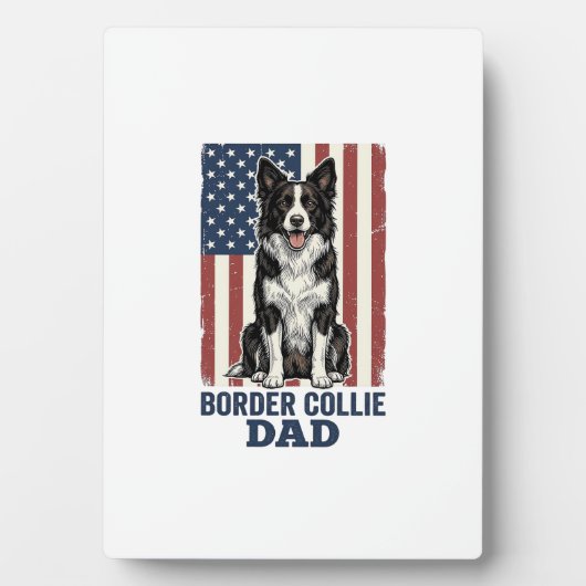 Border Collie Vader Patriottische Vintage Hond Shi Fotoplaat (voorkant)