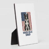 Border Collie Vader Patriottische Vintage Hond Shi Fotoplaat (Zijkant)