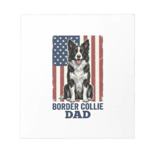 Border Collie Vader Patriottische Vintage Hond Shi Notitieblok