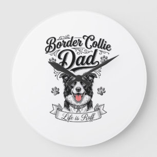 Border Collie Vader Vintage Gravure Hond Shirt Ont Grote Klok