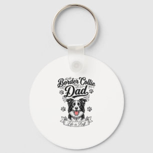 Border Collie Vader Vintage Gravure Hond Shirt Ont Sleutelhanger
