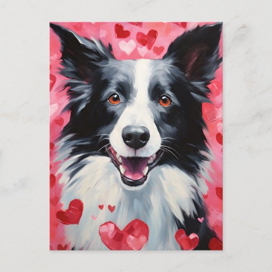 Border Collie Valentijnsdag Briefkaart (Voorkant)