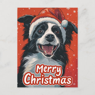 Border Collie Vrolijk kerstfeest Briefkaart