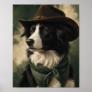 Border Collie Wandkunst — Trail Boss Cowboy Portre Poster