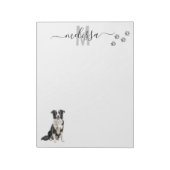 Border Collie Waterverf Monogram Gepersonaliseerd Notitieblok (Gedraaid)