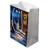 Border Collie With Christmas Lights Holiday Medium Cadeauzakje (Achterkant Gekanteld)