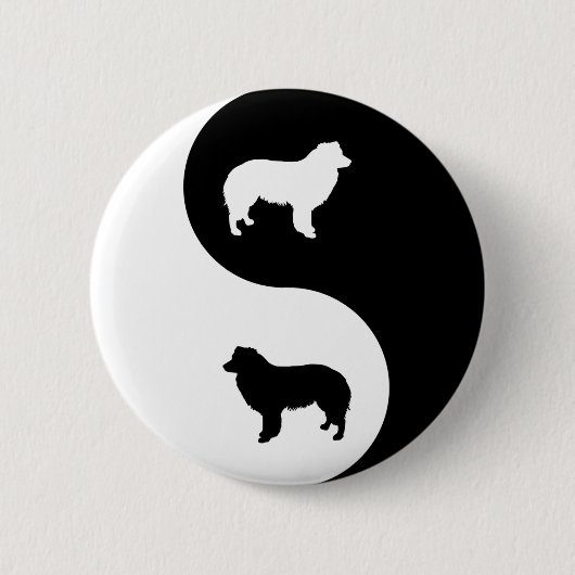 Border Collie Yin Yang Ronde Button 5,7 Cm (Voorkant)