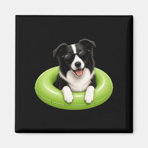 Border Collie zomer T-shirt Schattig zwemband voor Magneet