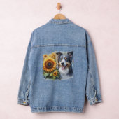 Border Collie Zonnebloem Hondenliefhebber Denim Ja Denim Jacket (Hangar)