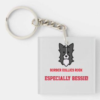 Border Collies Rock Gepersonaliseerd Sleutelhanger