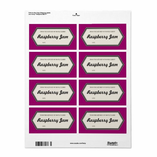 Border Home Canning Jar Label Sjabloon (Full Sheet)