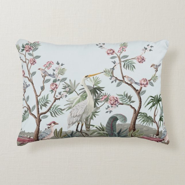 Border in chinoistijl with storks and peonie accent kussen (Voorkant)