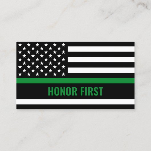Border Patrol Agent Custom Thin Green Line Logo Visitekaartje (Achterkant)