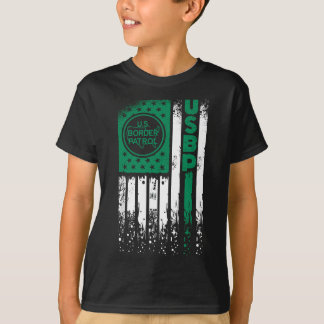 Border Patrol US Flag - Thin Green Line Law Enfort T-shirt