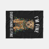 Border Terrier Christmas I'm Fine Everything Is Fi Fleece Deken (Voorkant (Horizontaal))
