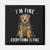 Border Terrier Christmas I'm Fine Everything Is Fi Magneet (Voorkant)
