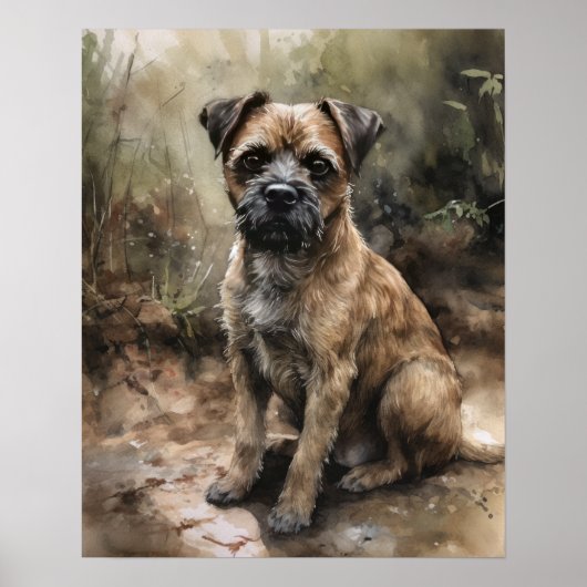 Border Terrier Dog Art Print Poster (Voorkant)