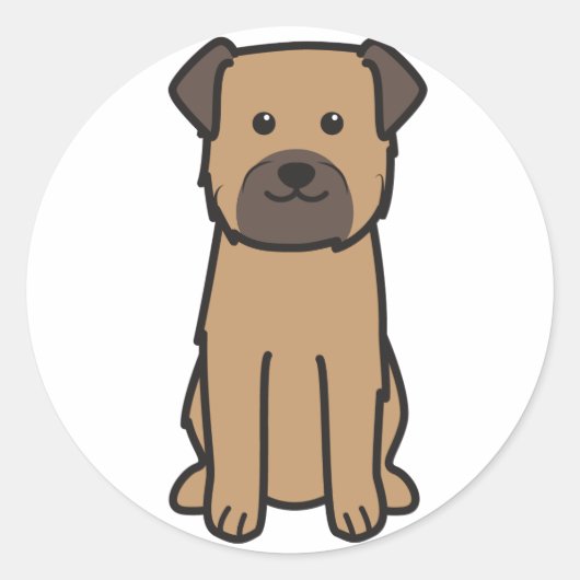 Border Terrier Dog Cartoon Ronde Sticker (Voorkant)