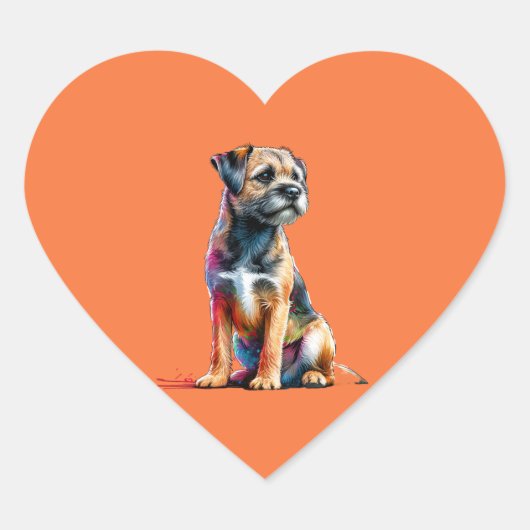 Border Terrier Dog Hart Sticker (Voorkant)
