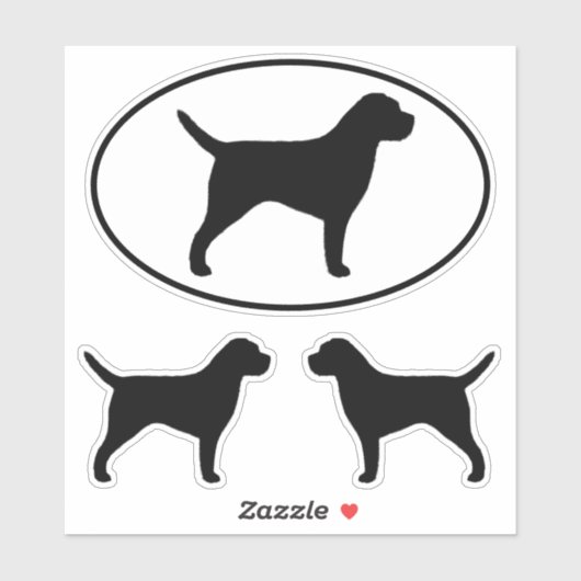 Border Terrier Dog Silhouette Vinyl Sticker Set (Vel)