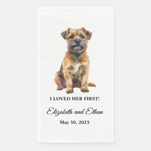 Border Terrier Hond bruiloft Servet (Voorkant)