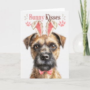 Border Terriër Hond in Konijnenoren voor Pasen Feestdagen Kaart