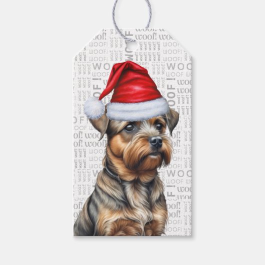 Border Terrier Hond Kerstvakantie Cadeaulabel (Voorkant)
