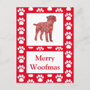 Border Terriër Hond Silhouet Rood Vrolijk Kerstfee Briefkaart