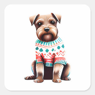 Border Terrier in de Sticker van de Kersttrui
