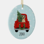 Border Terrier Kerstred Truck Keramisch Ornament (Rechts)