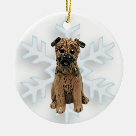 Border Terrier kerstversiering Keramisch Ornament (Voorkant)