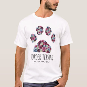 Border Terrier Mama Floral Paw Dog mama T-shirt