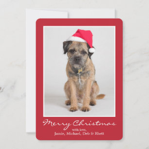 Border Terrier met een Santa Hat Feestdagenkaart