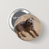 Border Terrier Puppy Ronde Button 5,7 Cm (Voorkant /achterkant)