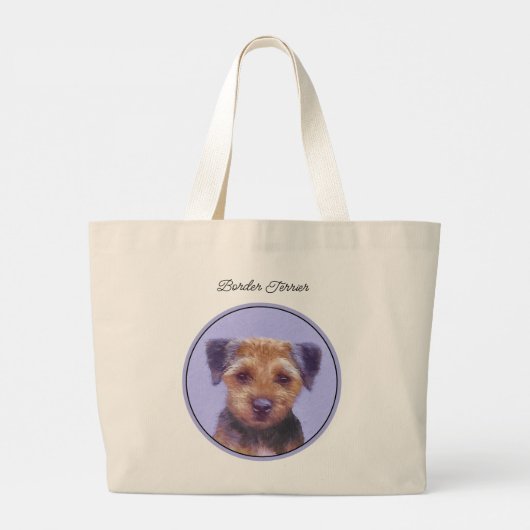 Border Terrier Schilderen Schattigee Originele Pet Grote Tote Bag (Achterkant)