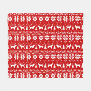 Border Terrier Silhouetten Honden Kerstpatroon Fleece Deken