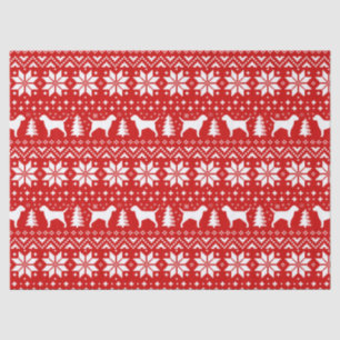 Border Terrier Silhouetten Kerstpatroon Rood Tissuepapier