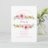 Bordered Floral Birthday Party Invitation Kaart (Staand voorkant)