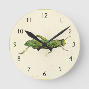 Bordered Print of Green Grasshopper Ronde Klok