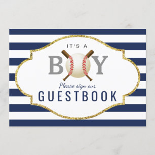 bordje gastenboek Baseball Boy Baby shower Kaart