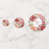 Bordpapier met pioenrozen – Decoratie Confetti (Achterkanten)