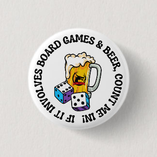 Bordspellen en Bier Ronde Button 3,2 Cm