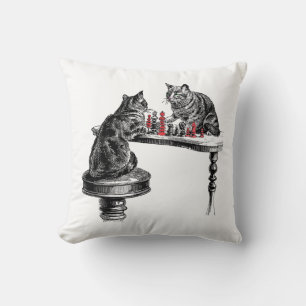 Bordspellen Twee katten spelen schaakwedstrijd Roo Kussen