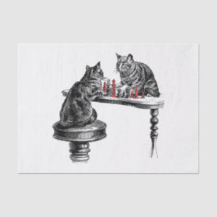 Bordspellen Twee katten spelen schaakwedstrijd Roo Tissuepapier