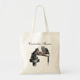 Bordspellen Twee katten spelen schaakwedstrijd Roo Tote Bag