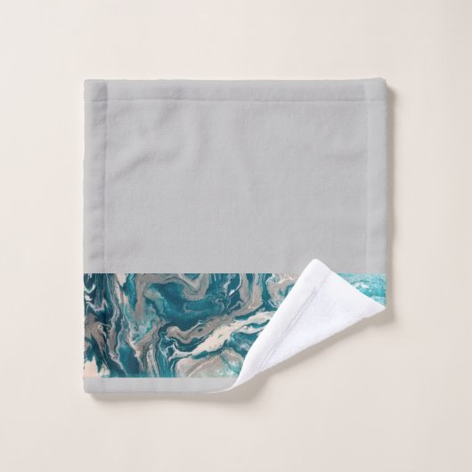 Bordure Abstraite turquoise sur ensemble de servie (Gant de toilette)