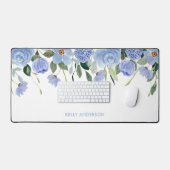 Bordure aquarelle florale bleue à monogramme éléga (Clavier et souris)